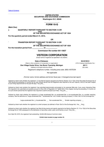 Thumbnail Visteon 10-Q Quarterly Report FY2015 