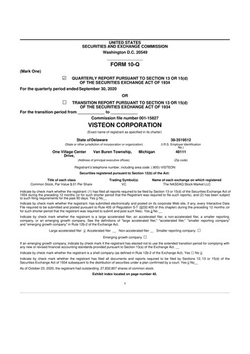Thumbnail Visteon 10-Q Quarterly Report FY2020 