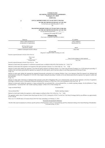 Thumbnail NiSource
 10-K Annual Report 2012