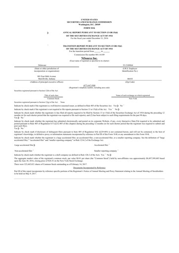 Thumbnail NiSource
 10-K Annual Report 2016