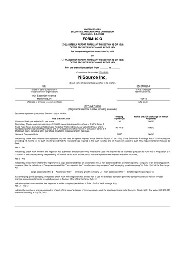 Thumbnail NiSource
 10-Q Quarterly Report FY2021 