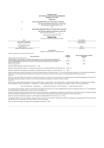 Thumbnail NiSource
 10-K Annual Report 2021