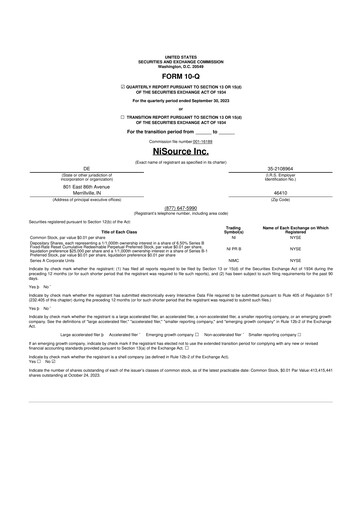 Thumbnail NiSource
 10-Q Quarterly Report FY2023 