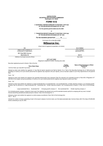 Thumbnail NiSource
 10-Q Quarterly Report FY2025 