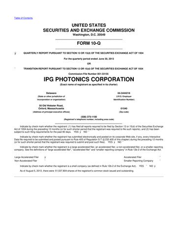 Thumbnail IPG Photonics 10-Q Quarterly Report FY2013 