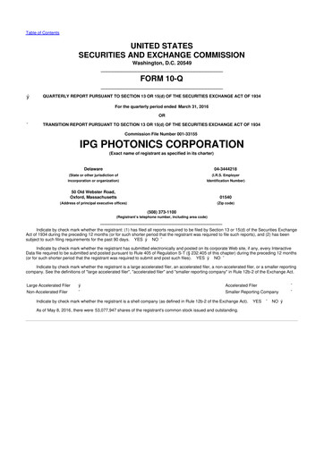 Thumbnail IPG Photonics 10-Q Quarterly Report FY2016 