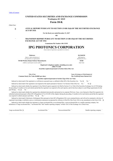 Thumbnail IPG Photonics 10-K Annual Report 2017