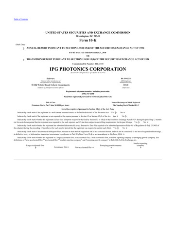 Thumbnail IPG Photonics 10-K Annual Report 2018