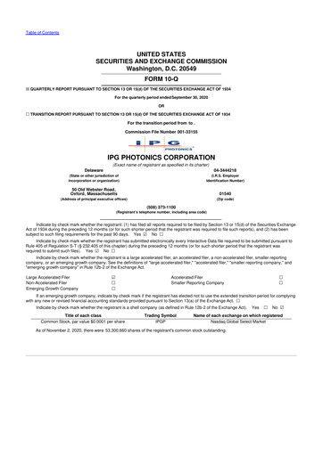 Thumbnail IPG Photonics 10-Q Quarterly Report FY2020 