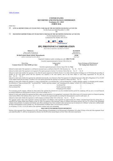 Thumbnail IPG Photonics 10-K Annual Report 2020