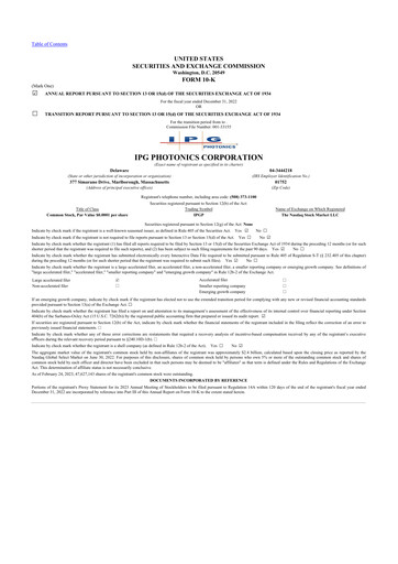 Thumbnail IPG Photonics 10-K Annual Report 2022
