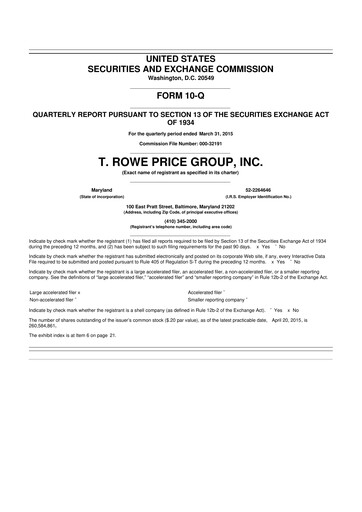 Thumbnail T. Rowe Price
 10-Q Quarterly Report FY2015 