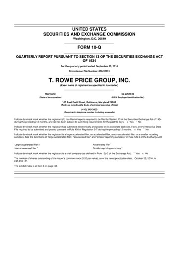Thumbnail T. Rowe Price
 10-Q Quarterly Report FY2016 