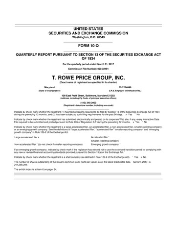 Thumbnail T. Rowe Price
 10-Q Quarterly Report FY2017 