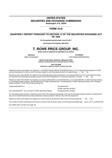 Thumbnail T. Rowe Price
 10-Q Quarterly Report FY2017 