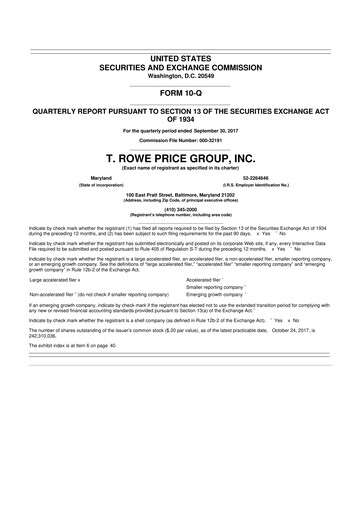 Thumbnail T. Rowe Price
 10-Q Quarterly Report FY2017 