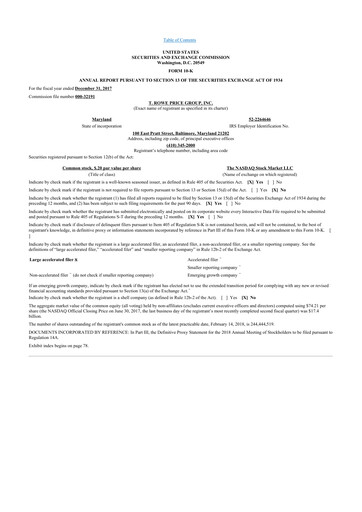 Miniature T. Rowe Price
 10-K Rapport annuel 2017