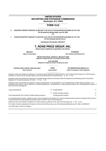 Thumbnail T. Rowe Price
 10-Q Quarterly Report FY2020 