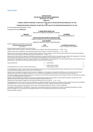 Miniature T. Rowe Price
 10-K Rapport annuel 2023