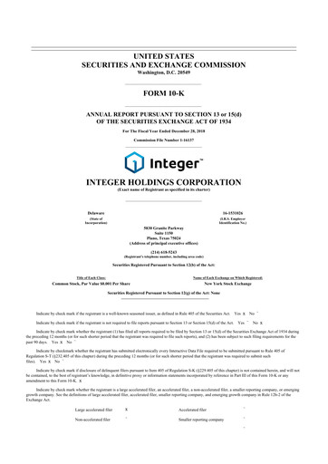 Thumbnail Integer Holdings
 10-K Annual Report 2018
