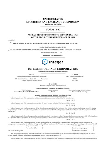 Thumbnail Integer Holdings
 10-K Annual Report 2023