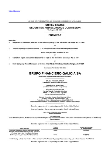 Thumbnail Galicia Financial Group 20-F Annual Report 