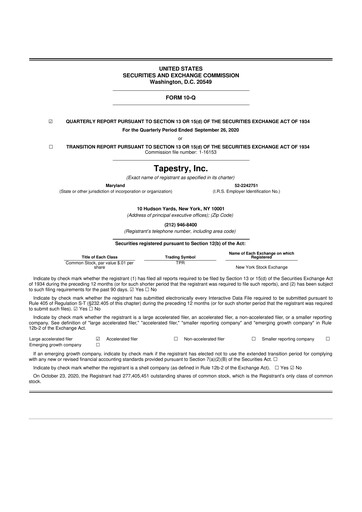 Thumbnail Tapestry 10-Q Quarterly Report FY2021 