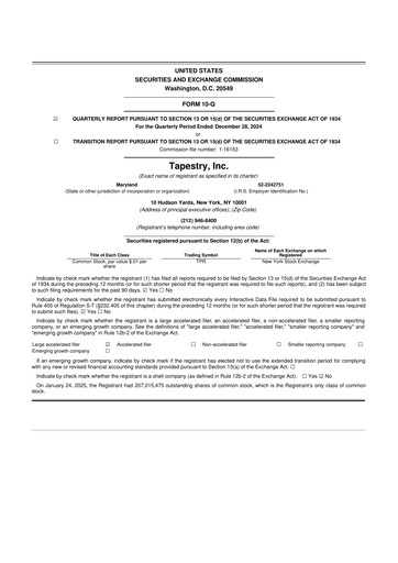 Thumbnail Tapestry 10-Q Quarterly Report FY2025 