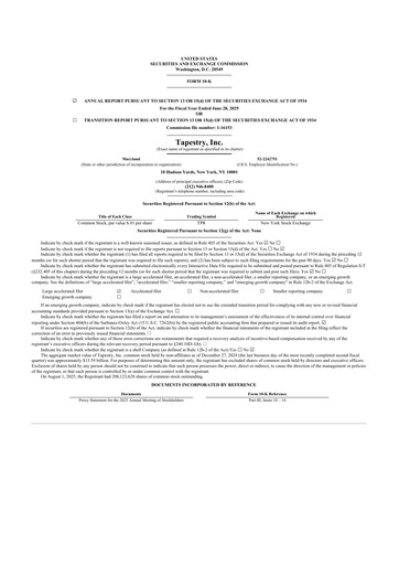 Thumbnail Tapestry 10-K Annual Report 2025