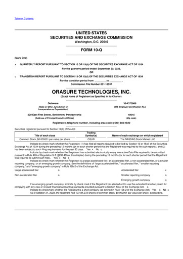 Thumbnail OraSure Technologies 10-Q Quarterly Report FY2023 