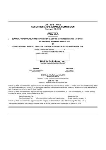 Thumbnail Biolife Solutions
 10-Q Quarterly Report FY 