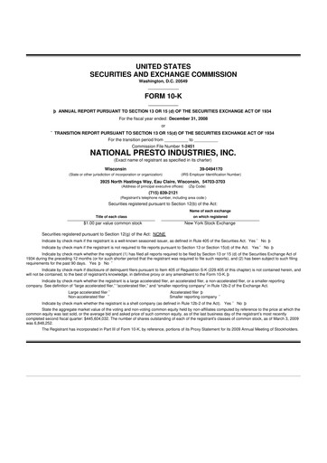 Thumbnail National Presto Industries
 10-K Annual Report 