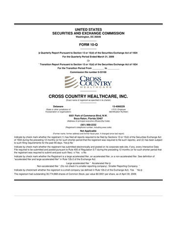 Thumbnail Cross Country Healthcare 10-Q Quarterly Report FY 