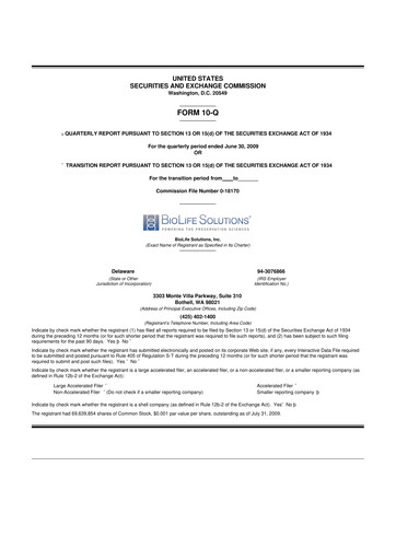 Thumbnail Biolife Solutions
 10-Q Quarterly Report FY 