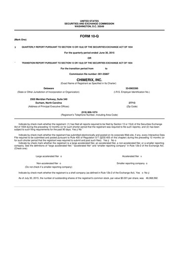 Thumbnail Chimerix 10-Q Quarterly Report FY2015 