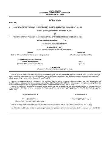 Thumbnail Chimerix 10-Q Quarterly Report FY2016 