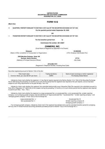 Thumbnail Chimerix 10-Q Quarterly Report FY2020 
