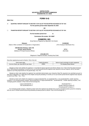 Thumbnail Chimerix 10-Q Quarterly Report FY2023 