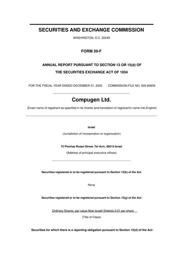 Thumbnail Compugen 20-F Annual Report 