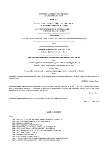 Thumbnail Compugen 20-F Annual Report 