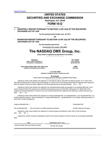Thumbnail Nasdaq 10-Q Quarterly Report FY2013 