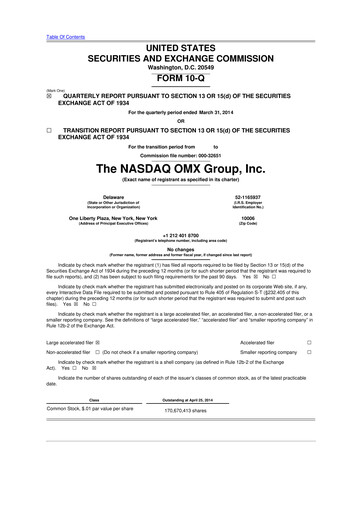 Thumbnail Nasdaq 10-Q Quarterly Report FY2014 