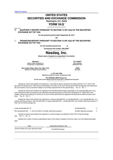 Thumbnail Nasdaq 10-Q Quarterly Report FY2015 