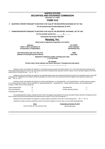 Thumbnail Nasdaq 10-Q Quarterly Report FY2018 