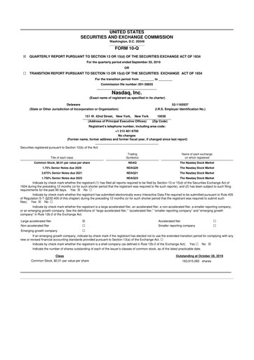 Thumbnail Nasdaq 10-Q Quarterly Report FY2019 