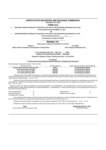 Thumbnail Nasdaq 10-Q Quarterly Report FY2021 