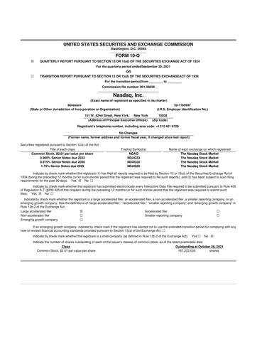 Thumbnail Nasdaq 10-Q Quarterly Report FY2021 