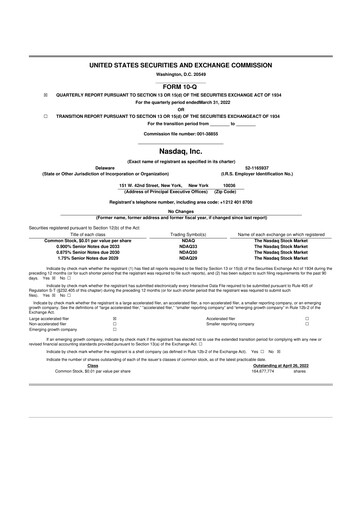 Thumbnail Nasdaq 10-Q Quarterly Report FY2022 