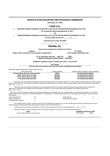 Thumbnail Nasdaq 10-Q Quarterly Report FY2022 