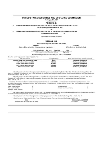 Thumbnail Nasdaq 10-Q Quarterly Report FY2025 